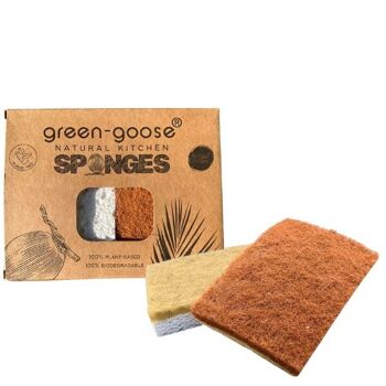 green-goose Duo d'Éponges de Cuisine Bio | Sisal et noix de coco 1