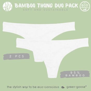 green-goose String en bambou pour femme | 2 pièces | Blanc 2