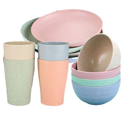 set de vaisselle biosourcé green-goose - 12 pièces