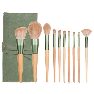 green-goose Make-Up Kwasten (10 Stuks) met Suede Houder