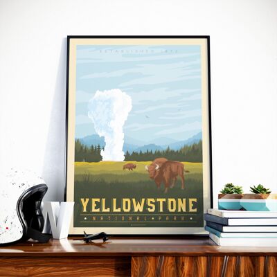 Poster di viaggio del Parco Nazionale di Yellowstone - Stati Uniti 21x29,7 cm [A4]
