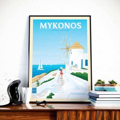 Travel Poster Mykonos Island Greece 30x40 cm