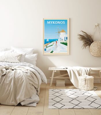 Affiche Voyage Ile de Mykonos Grèce 50x70 cm 2