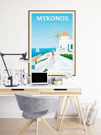 Affiche Voyage Ile de Mykonos Grèce 50x70 cm 5