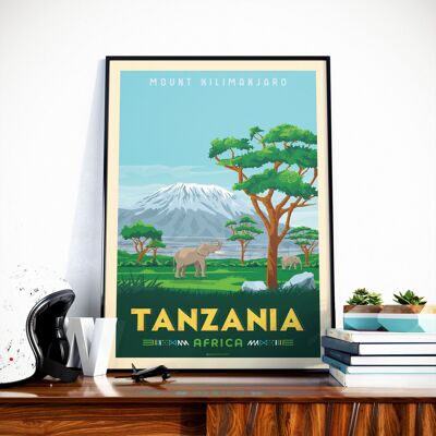 Poster di viaggio in Tanzania Monte Kilimanjaro - Africa 50x70 cm