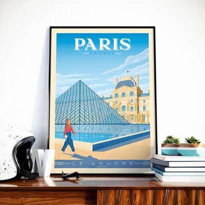 Paris France Travel Poster - Louvre Museum 30x40 cm