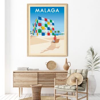 Affiche Voyage Malaga Andalousie Espagne - Musée Pompidou 50x70 cm 2