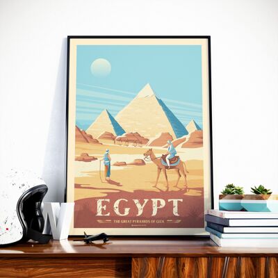 Póster de viaje de El Cairo, Egipto y África - Pirámide de Giza 21x29,7 cm [A4]