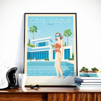 French Riviera Travel Poster - Villa 30x40 cm