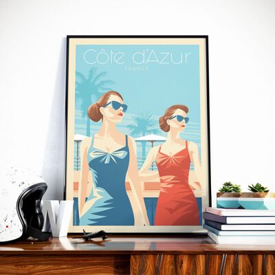 Poster di viaggio della Costa Azzurra Francia - Donne 50x70 cm