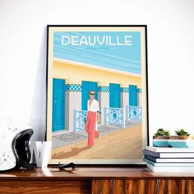 Poster di viaggio Deauville Normandia Francia - Les Planches 30x40 cm