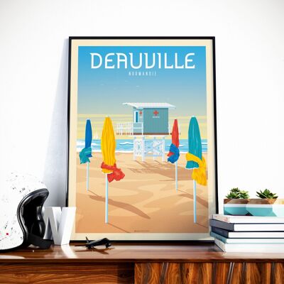 Deauville Normandie Frankreich Reiseposter – Der Strand 21 x 29,7 cm [A4]