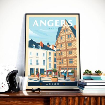 Poster di viaggio Angers Francia - Casa di Adamo - 21x29,7 cm [A4]