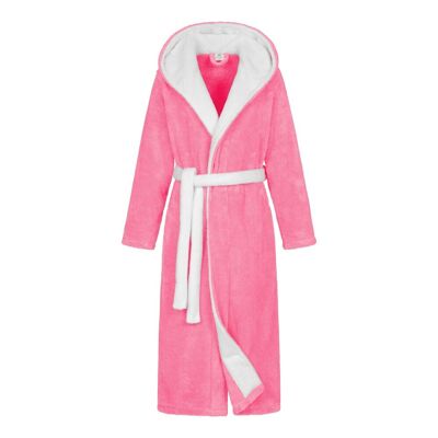 Pink hooded bathrobe