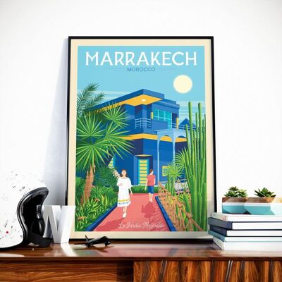Marrakesch Marokko Reiseposter – Villa Majorelle – 21 x 29,7 cm [A4]
