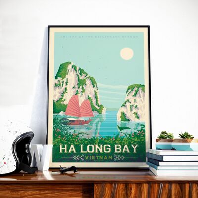 Poster di viaggio in Vietnam nella Baia di Ha Long - 50x70 cm