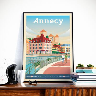 Póster de viaje de Annecy Savoie Francia - Castillo 21x29,7 cm [A4]
