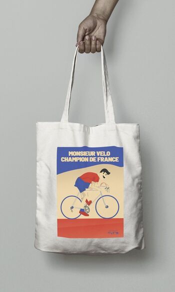 Tote bag sport ou sac Cyclisme  "Monsieur Vélo" 1