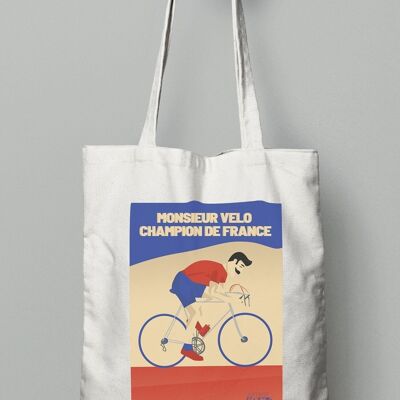 Tote bag sport ou sac Cyclisme  "Monsieur Vélo"