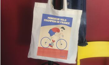 Tote bag sport ou sac Cyclisme  "Monsieur Vélo" 3