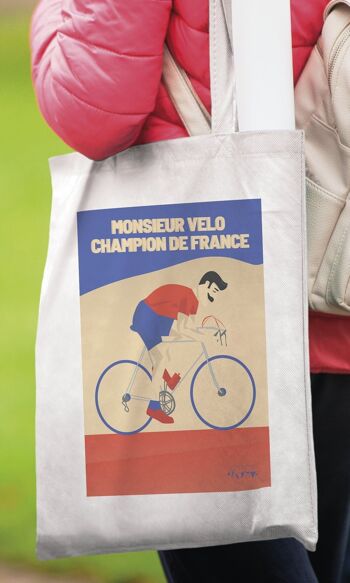 Tote bag sport ou sac Cyclisme  "Monsieur Vélo" 4
