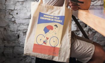 Tote bag sport ou sac Cyclisme  "Monsieur Vélo" 5