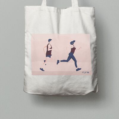 Tote bag sport ou sac de course "Un homme et une femme qui courent" athlétisme