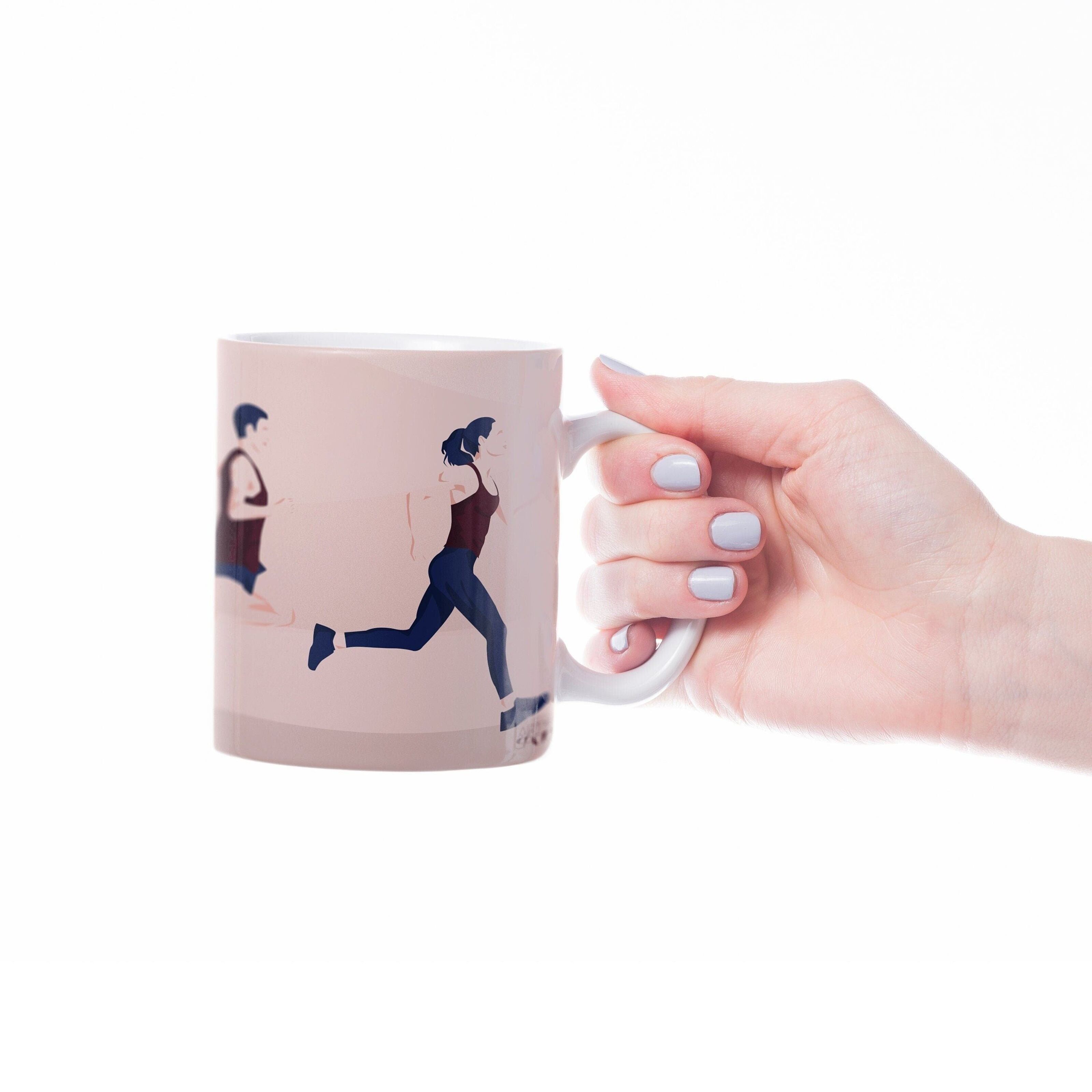 Buy wholesale Sports cup or running mug A man and a woman running -  Customizable