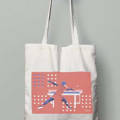 Tote bag sport ou sac Tennis de table  "Ping pong en orange"