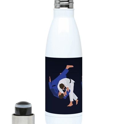 Blaue Judo-Sport-Isolierflasche für Herren „Le judoka“ – anpassbar