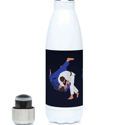 Men's blue judo sports insulated bottle "Le judoka" - Customizable