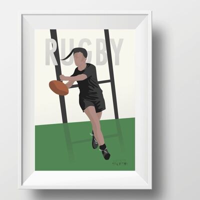 Affiche sport "Rugby féminin vintage"