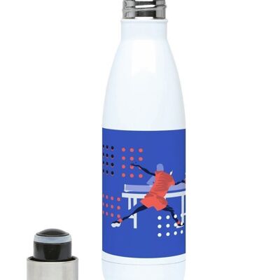 Ping Pong isolierte Sportflasche „Tischtennis in Lila Blau“ – Individualisierbar