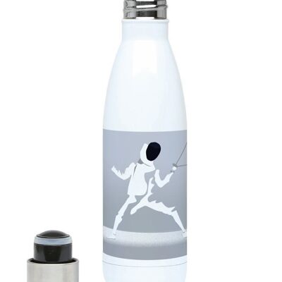 Isolierte Sportflasche „Fencing in weiß“ – Individualisierbar
