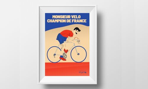 Affiche sport Cyclisme Vintage "Monsieur Vélo"