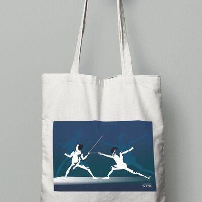 Tote bag sport ou sac "l'escrime en bleu"