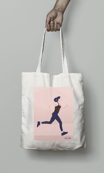 Tote bag sport ou sac de course "Une femme qui court" 1