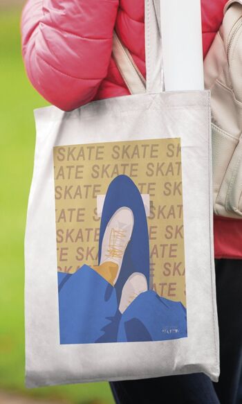 Tote bag sport ou sac "Skate en jaune" 4