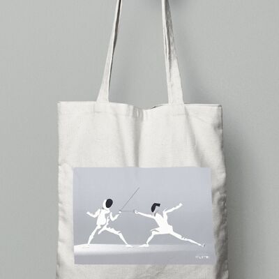 Tote bag sport ou sac "l'escrime en blanc"