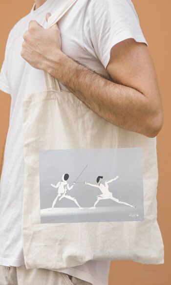 Tote bag sport ou sac "l'escrime en blanc" 2