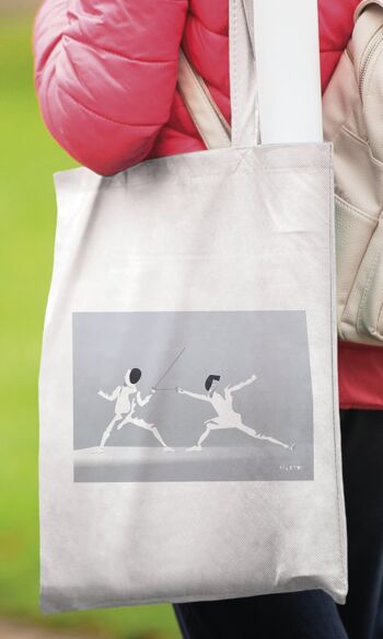 Tote bag sport ou sac "l'escrime en blanc" 5