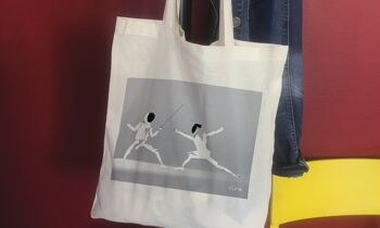 Tote bag sport ou sac "l'escrime en blanc" 8