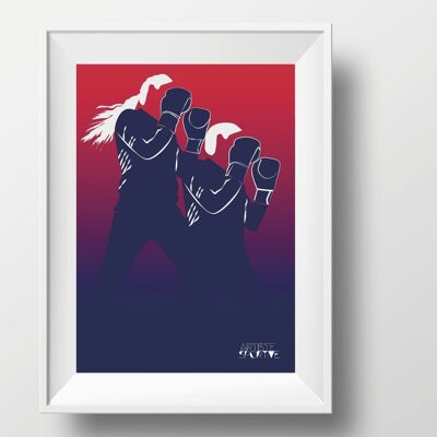 Affiche sport boxing "Sur le ring du boxeur et de la boxeuse"