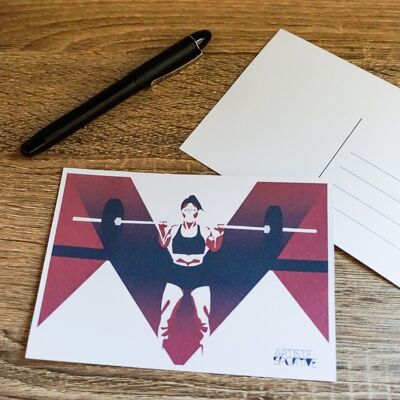 Female weighlifting card for woman crossfit birthday card or girl fitness christmas card for crossfit coach for weightlift art greeting card