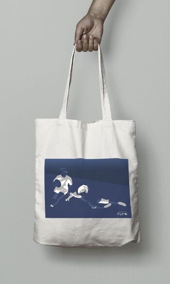 Tote bag sport ou sac "rugby féminin en bleu" 1