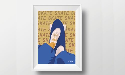 Affiche sport "Skate en jaune"