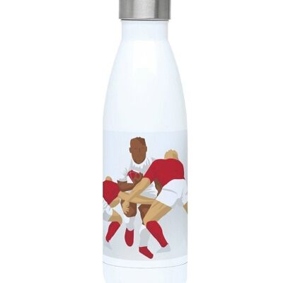 Isolierte Sportflasche „Rugby rot und weiß“ – anpassbar