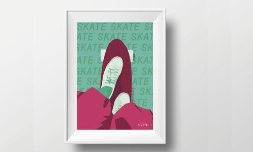 Affiche sport "Skate en bordeaux"