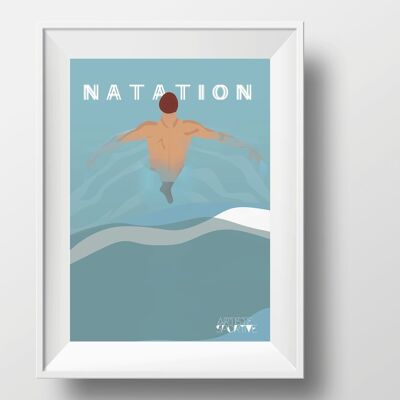 Affiche sport Natation Vintage "La nage"