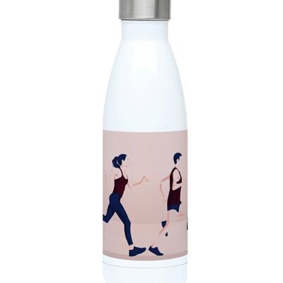 Insulated sports bottle Athletics race "A man and a woman running" - Customizable